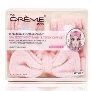 The Crème Shop Dreamy Pink Spa Teddy Headband & Cuff Set